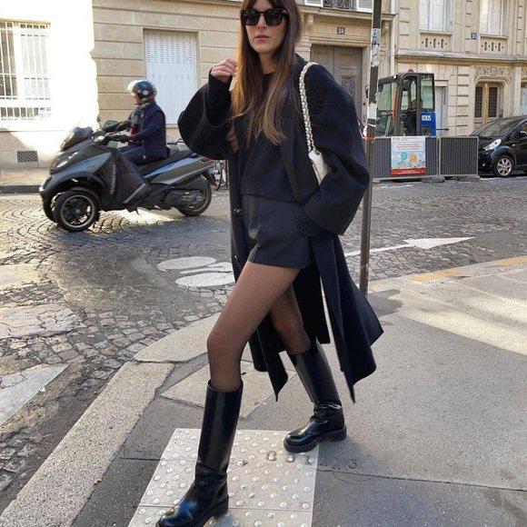 Frye Campus 14L Black Leather Vintage Comfy Block Heel Square Toe Cowboy Boots - Picture 3 of 16